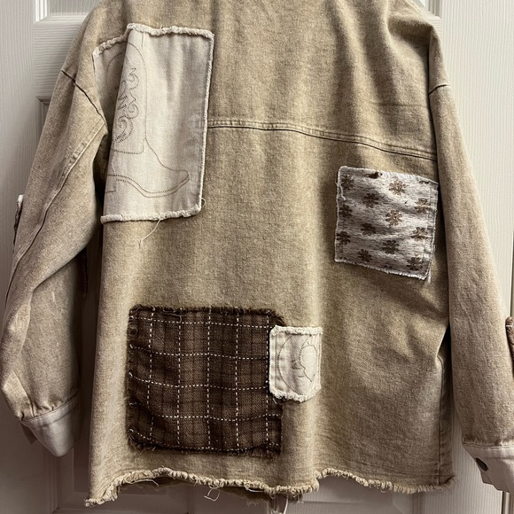 Oli & Hali Honey Beige Western Patch Jacket Oversized Small EUC - Picture 3 of 10